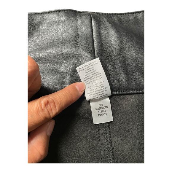 Open Edit Black Faux Leather Pants Size M Soft Lined Trousers with Belt Street - Picture 6 of 12